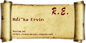 Róka Ervin névjegykártya